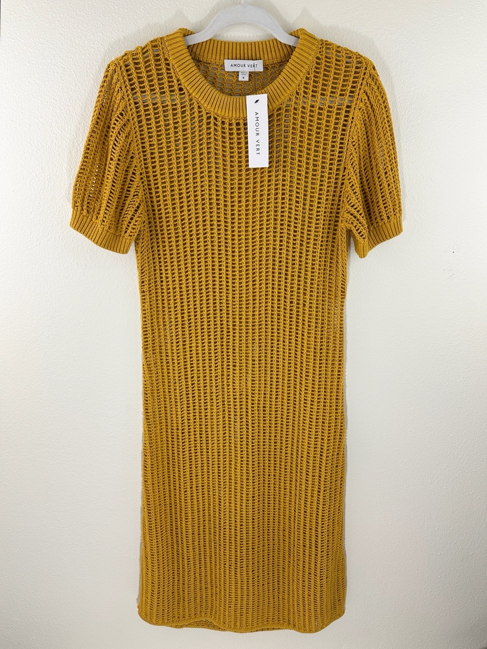 Amour Vert Crochet T-Shirt Dress Soleil Size Medium Organic Cotton Midi